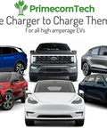 Level 2 Adjustable EV Wall Charger Station 220V With 12 To 50 Amp Modes, EV cars lineup, plug and play for Tesla model, VW ID-4