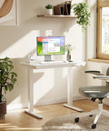 Heavy Duty Glass Electric Standing Desk With Effortless Height Control For Compact Home Office Setup 35 X 20 Inch in bright room.