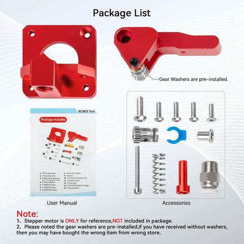 Dual Gear Extruder Upgrade Kit For Creality Ender 3 V2 Pro Neo And CR 10 Series with accessories and manual shown