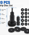 20 pcs strip disc set with adapter, part of Wheel Hub And Brake Cleaning Tool Kit, 22 Pc Set With 20 Replacement Pads.
