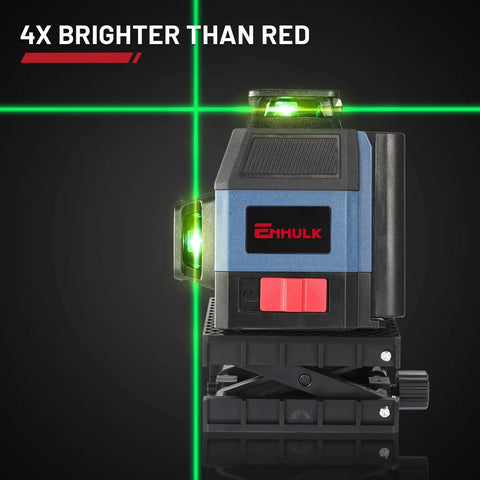 Pro Grade Self Leveling Laser Level Kit With 3x360 Degree Green Beams, 12 Lines on stand, emits bright green laser