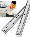 Built Tough Stainless Steel Soft Close Drawer Slides Full Extension Heavy Duty Cabinet Hardware displayed on a drawer.