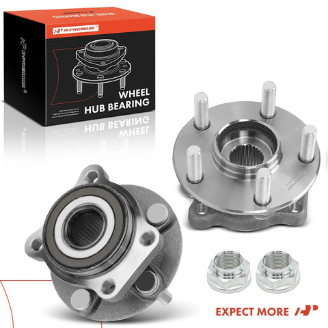 Two Front Wheel Bearing And Hub Assembly Set With 5 Lug Fits Subaru Forester 2009-2014, Impreza 2008-2014, XV Crosstrek 2013-2014
