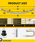 Heavy Duty Rear Four Leaf Spring Kit For Ezgo Txt Medalist Golf Cart size chart with dimensions and components including bushings.