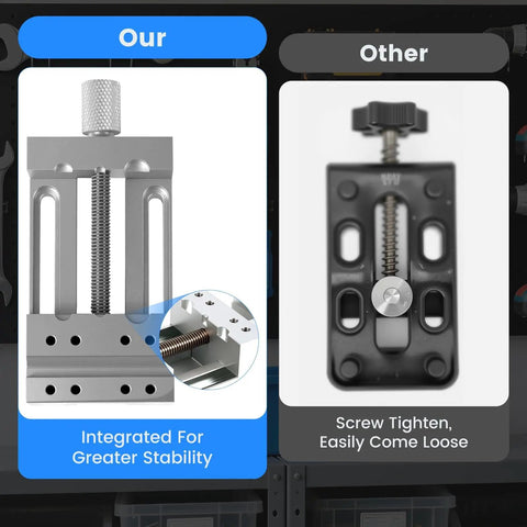 Rock Solid Mini Drill Press Vise With Aluminum Body High Precision Clamp From 0 To 1.85 Inch For Crafts Jewelry Making Modeling Repairs Hobbies Watches Small Electronics And Micro Fabrication integrated screw detail