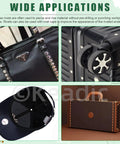 Rivets Assortment Kit With 150Pcs M6 Aluminum Flat Head Semi Tubular Rivets used in various leather and luggage projects.