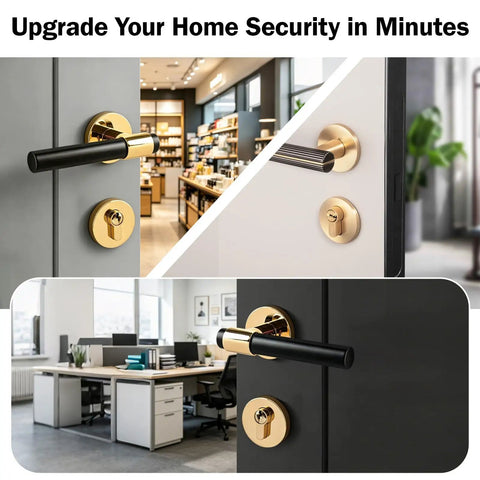 Keyway Rekey Kit For Home Security And Door Locks, 500 Plus Pieces Complete DIY Lock Rekeying Set shown on stylish door handle.