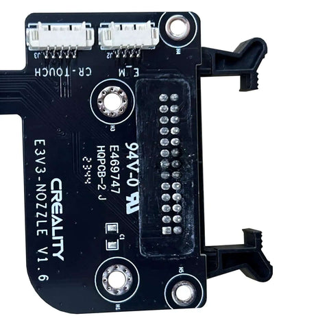 Ender 3 V3 KE Hotend Adapter Plate With E3V3 Nozzle V1.6 PCBA Breakout Module, top view of durable circuit board.