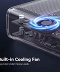 Slick Five Monitor Docking Station With Beefed Up Cooling Fan showing built-in cooling fan for efficient heat dissipation.
