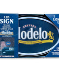 Vintage Inspired Beer Neon Sign With LED Rope Light Retro Wall Decor featuring Modelo logo in blue and gold, ideal for home bars, man caves.