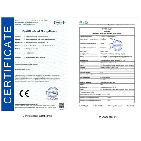 Certification of compliance and IP code report for Two Pack IP68 Waterproof Junction Box For Outdoor Underground Wiring Fits 2 Or 3 Pin Cables 5.8 to 8.5mm Includes Seal Rings Weatherproof Electrical Box Rated Up To 16A And 250V For Safe Outdoor Installations