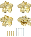 Killer Antique Brass Flower Drawer Knobs Top Notch Zinc Alloy Cabinet Pulls Heavy Duty vintage knobs with screws for furniture.