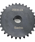 Front view of 35B30 Roller Chain Sprocket for ANSI 35 Chain, 30 Teeth, Type B, 3/4 Inch Bore, Hardened 1045 Carbon Steel with Anti Rust Finish.