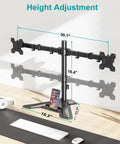 Dual Monitor Stand For 13 To 27 Inch Screens, Free Standing Full Motion Desk Mount With Boss Level Adjustability, side view