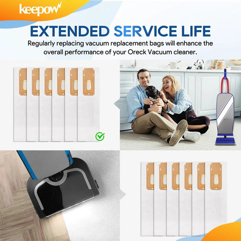 12 Pack Type CC Vacuum Bags For Oreck XL Upright Vacuums, Replacement Bags Fits XL2100RHS U2000R1 U2000RB1 U2000RB2L-1