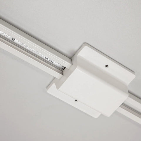 H Track 120V Floating Canopy Connector for power from electric box to H Style 3-Wire Track Systems in white die-cast aluminum