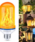 Upgraded LED Flame Light Bulbs With E26 Base 4 Modes Flickering Lit Fire Realistic Yellow Flame For Halloween Decor Patio