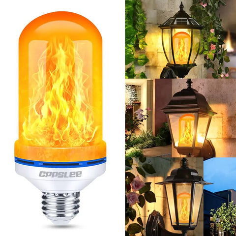 Upgraded LED Flame Light Bulbs With E26 Base 4 Modes Flickering Lit Fire Realistic Yellow Flame For Halloween Decor Patio