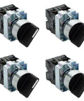 4-pack of Rotary Switch With 2-Position Maintained Selector No NC Latching, 22mm Panel Mount, 220VAC 10A for control panels
