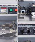 Control panel of Gtannd Automatic Ink Wheel Marking Machine, Stainless Steel Batch Code Printer with settings and rollers.