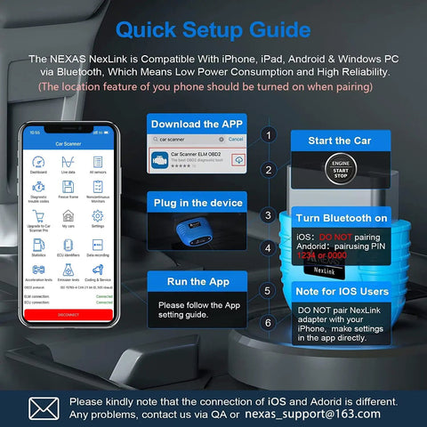 Bluetooth OBD2 Scanner For Cars, Easy Plug In Check Engine Light Reader With Live Data And Performance Tests setup guide
