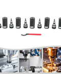 CNC Router Balance Collet Set, 5 Piece High Precision Chucks, 1 To 20mm Clamping Range, 40Cr Steel Tool Holders With Spanner Wrench