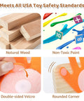 Straight Up Toddler Math Learning Kit With Solid Wooden Number Blocks, natural wood blocks and non-toxic paint details.