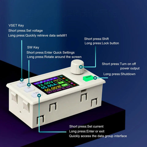 Adjustable 1200W DC CNC Regulated Power Supply for Laboratory Use showing digital display and control buttons