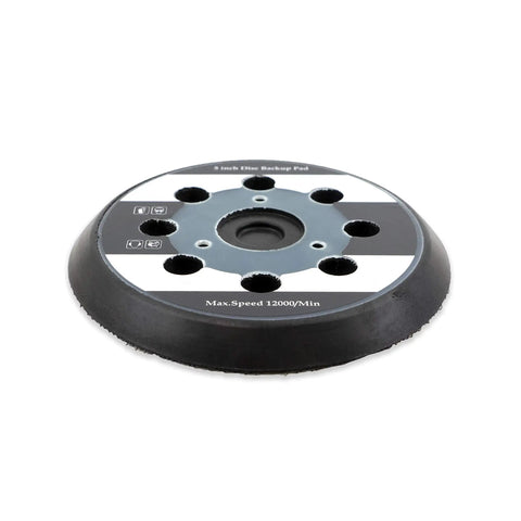 Five Inch Hook And Loop Backup Pad With Eight Dust Holes Straight Up Heavy Duty Replacement Plate for orbital sanders