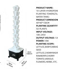Hydroponic Growing System Kit With Aeroponic Tower 50 Hole Vertical Garden For Vegetables Herbs And Flowers Includes Pump And Mobile Water Tank with dimensions.