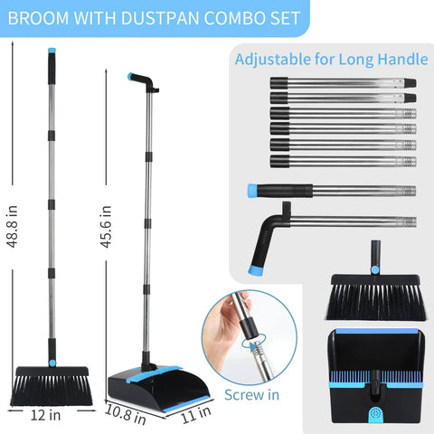 No Sweat Heavy Duty Broom And Dustpan Combo Set Crafted With A Rust Resistant Steel Handle to manage daily sweeping jobs indoors.