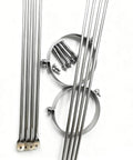 Adjustable Chimney Flue Support Bracket For Wood Stove Pipe 10 Inch Roof Brace parts including stainless steel rods and brackets.