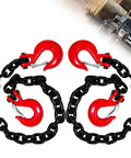 2 Pack Three Eighth Inch G80 Trailer Safety Chains 36 Inch With G70 Clevis Hooks 7100 Lb Working Load 27000 Lb Break Strength
