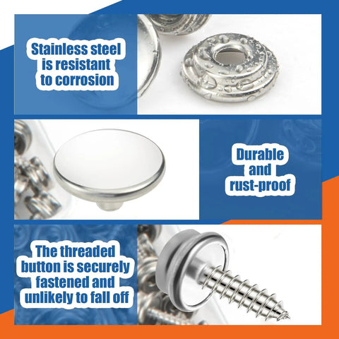 Pro Grade Canvas Snap Fastener Kit With Marine Grade Stainless Three Eighths Inch Snaps For Boats, Tents, Awnings