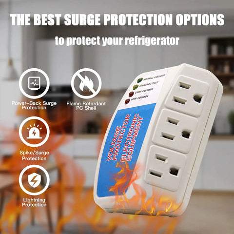 Three Outlet Surge Protector Power Strip With Voltage Protector And Brownout Guard For Home Appliances Up To 1875 Watts 120V 15A