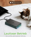 Dual Bay 2.5 Inch Sata Enclosure With Usb C Type Port For Ssd And Hard Drives on a table next to a sleeping cat.