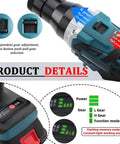Cordless Rivet Nut Tool Kit With Electric Pop Rivet Gun gear controls and power indicators detailed view