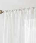 Cozy Farmhouse Polyester Linen Blend Sheer Curtains 84 Inch Long, light filtering, beige, 52W x 84L, natural texture, installed