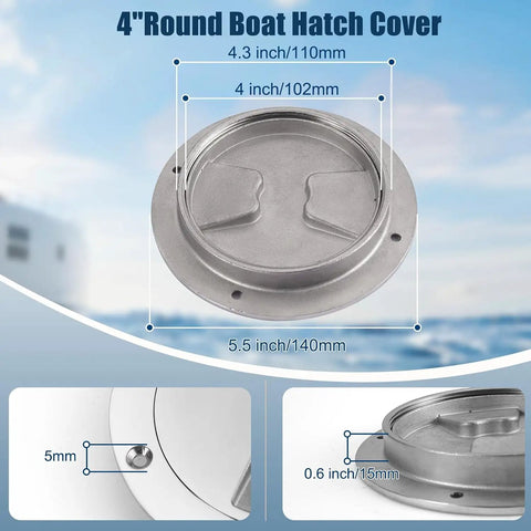 4 Inch Round Stainless Steel Boat Hatch Cover For Deck Waterproof Marine Access Kayak Yacht And RV Heavy Duty Universal Fit Keeps Bilge Dry And Storage Clean