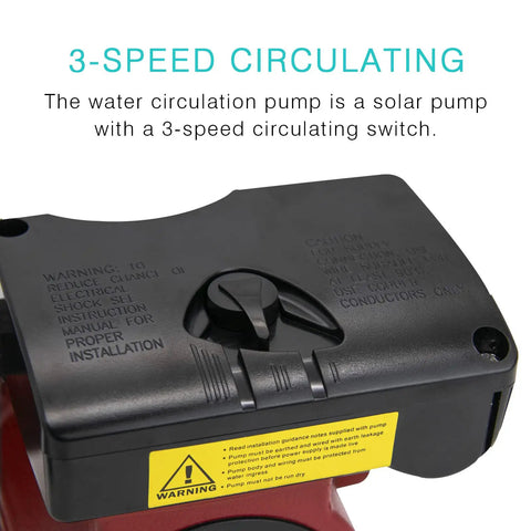 Hot Water Recirculating Pump 115V 1 NPT Cast Iron Flange, Three Speed 100W 70W 55W, Gets Hot Water Faster, Up To 20 Ft Head And 145 PSI, Delivers 17 GPM, Works From 36F To 230F, Replacement Pump For Solar Heaters And Boilers, Quiet Durable