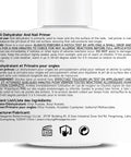 HEMA Free Nail Primer And Dehydrator Kit 2 x 15ml product label with ingredients and usage instructions