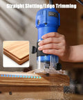 630W Compact Wood Router With Fixed Base And Beast Mode 35000 Rpm Motor used for precise edge trimming on wood.