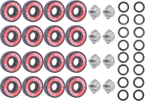8 pack inline skate wheels with bearings, spacers, and washers, 90mm steel black urethane replacement rollers for skating.