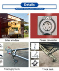 Bulletproof Mobile Food Trailer With Private Bathroom And Full Commercial Kitchen Setup Factory Direct view of sales window and power connector.