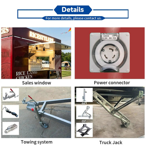 Bulletproof Mobile Food Trailer With Private Bathroom And Full Commercial Kitchen Setup Factory Direct view of sales window and power connector.
