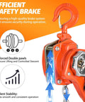 Close-up of Lever Chain Hoist 1 Ton 3M Chain Length Manual Ratchet Puller Hoist showing safety brake and reinforced double pawls.