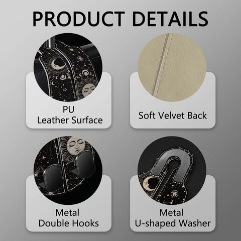 Close-up of PU leather surface and soft velvet back on Two Piece Car Seat Headrest Hooks For Purse And Tote Bag Storage.