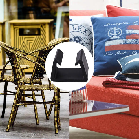 Four Pack Plastic Sectional Sofa Clips For Rattan Furniture with black connector detail, easy removal fastener shown.