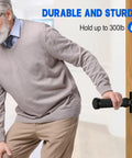 Senior man using Heavy Duty Folding Grab Bar With Smooth Flip Action For Doorways And Stairs Space Saving Wall Mount Assist Handle.