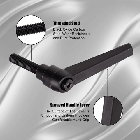 Set Of 2 Adjustable Clamping Lever Handles M8x20mm Quick Release Bolts Black Oxide Carbon Steel Male Threaded Stud for industrial use